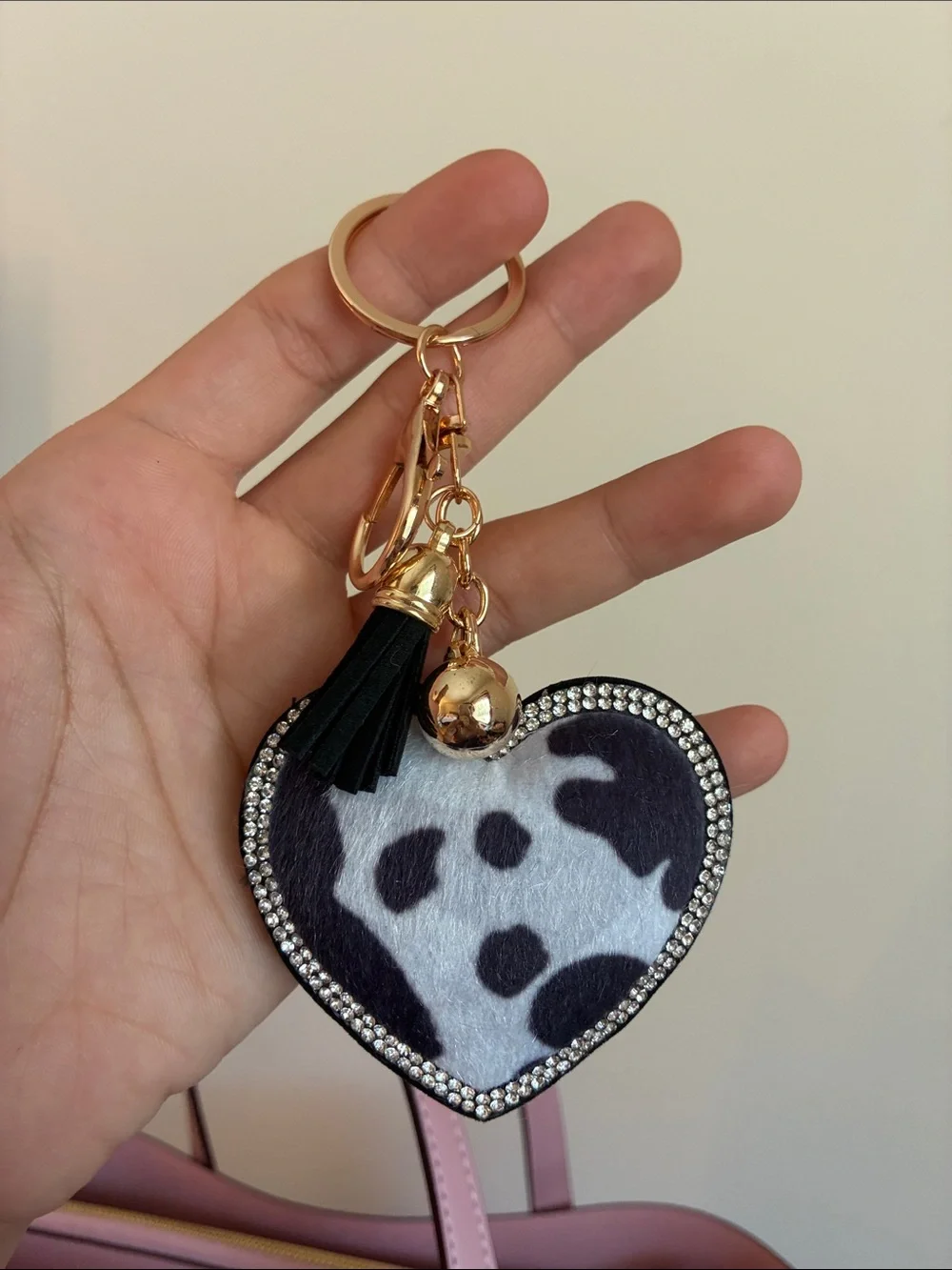 2/$20🎀 Black Leopard Print Heart Tassel Keychain Bag Charm